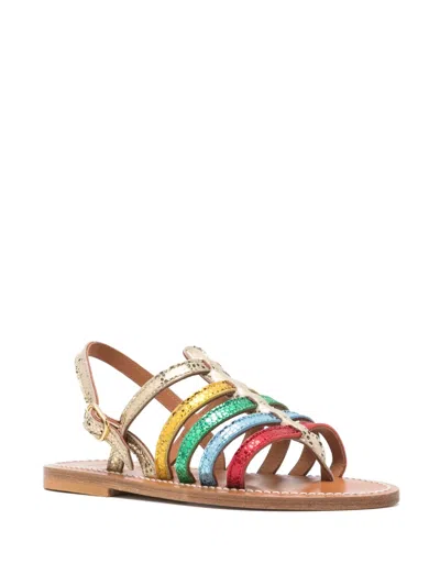 Kjacques Homere Multicolor Metallic Sandals In Gold