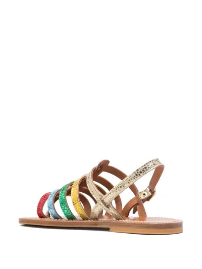 Kjacques Homere Multicolor Metallic Sandals In Gold