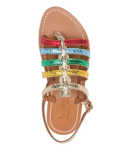 Kjacques Homere Multicolor Metallic Sandals In Gold