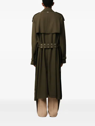 Ami Alexandre Mattiussi Double-breasted Belted Virgin Wool-gabardine Trench Coat In Green
