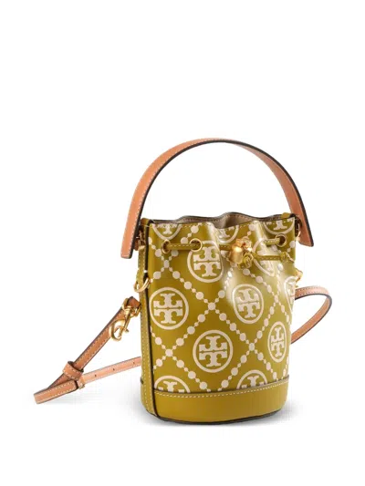 Tory Burch Leather Bucket Bag In Green