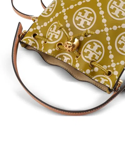 Tory Burch Leather Bucket Bag In Green