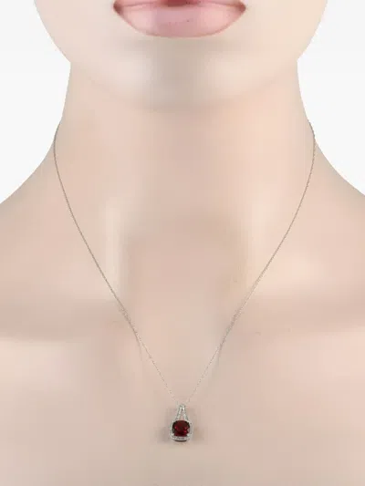 Pre-owned Lb Exclusive 14k White Gold Diamond And Ruby Necklace In Silver