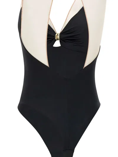Elisabetta Franchi V-neckline Bodysuit Maxi Bow Effect In Black