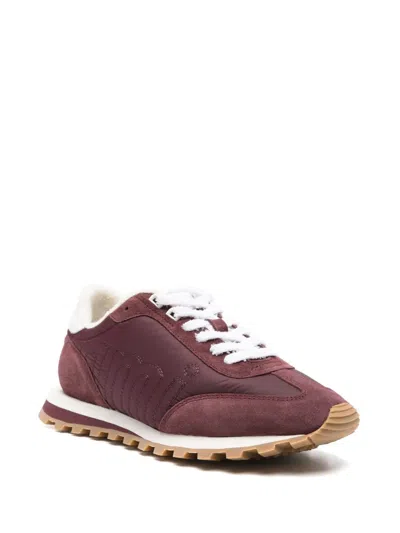 Ami Alexandre Mattiussi Low Top Sneakers With Suede Panels And Rubber Sole In Burgundy