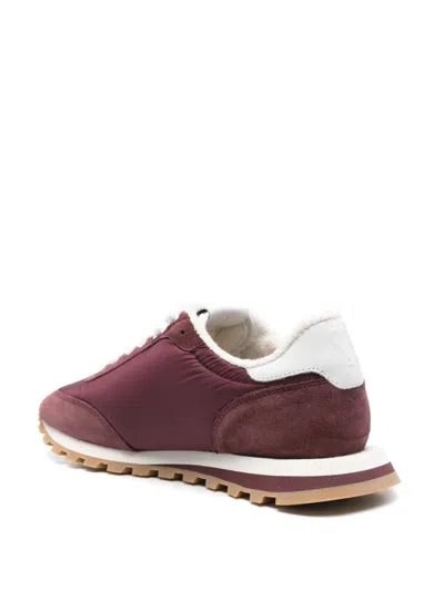 Ami Alexandre Mattiussi Low Top Sneakers With Suede Panels And Rubber Sole In Burgundy