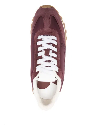 Ami Alexandre Mattiussi Low Top Sneakers With Suede Panels And Rubber Sole In Burgundy