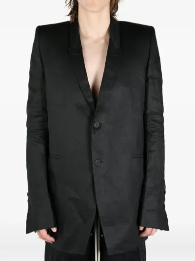 Rick Owens Satin-finish Blazer In Black