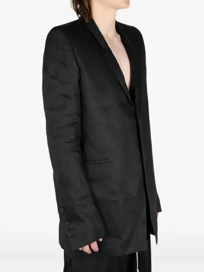 Rick Owens Satin-finish Blazer In Black