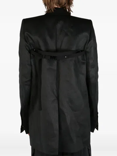 Rick Owens Satin-finish Blazer In Black