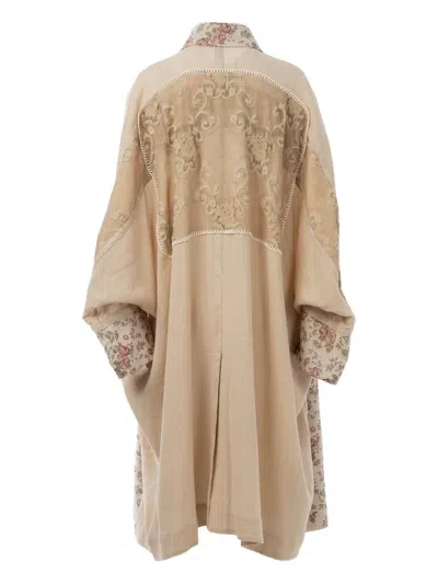 Communs Floral-print Coat In Neutrals