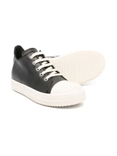 Rick Owens Black Low Sneaks Leather Sneakers In Black