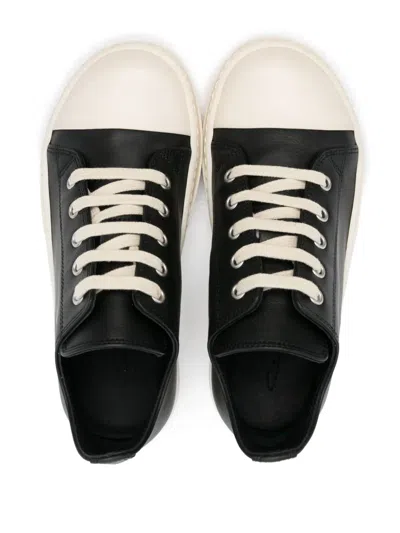 Rick Owens Black Low Sneaks Leather Sneakers In Black