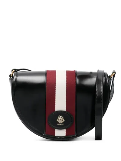 Bally 'crossbody Bag' Striped Design Adjustable Strap In Black