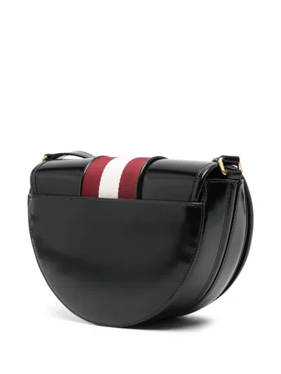 Bally 'crossbody Bag' Striped Design Adjustable Strap In Black