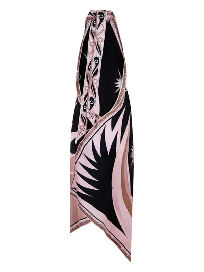 Pucci Open-back Silk-twill Halterneck Midi Dress In Black