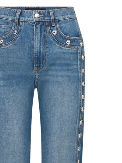 Veronica Beard Dylan Studded Straight-leg Jean In Stoned Serendipity In Blue