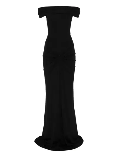 Moos Studio Off-shoulder Maxi Dress In Black
