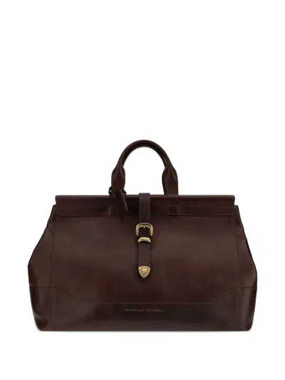 Brunello Cucinelli Leather Holdall In Brown