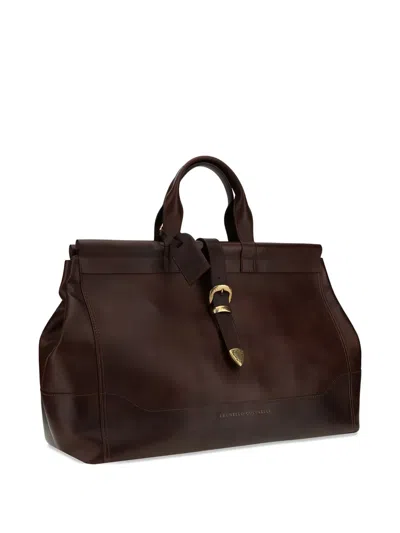 Brunello Cucinelli Leather Holdall In Brown