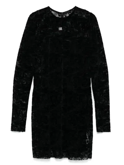 Givenchy Knee Length Lace Dress With Sheer Detailing In Black