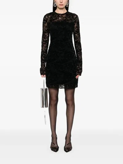 Givenchy Knee Length Lace Dress With Sheer Detailing In Black