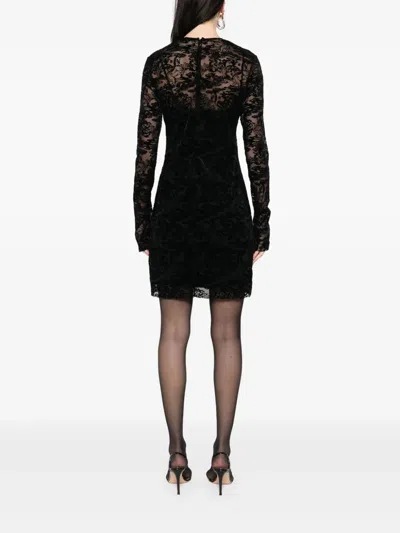 Givenchy Knee Length Lace Dress With Sheer Detailing In Black