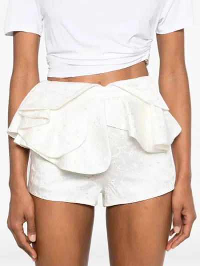 Redemption Ruffled Shorts In White