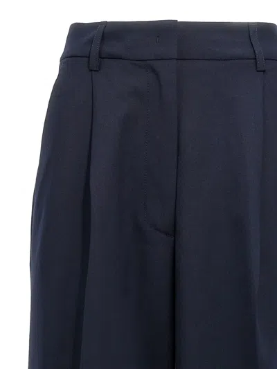 The Latest Thelatest Midnight Blue Wool Blend Trousers In Blue