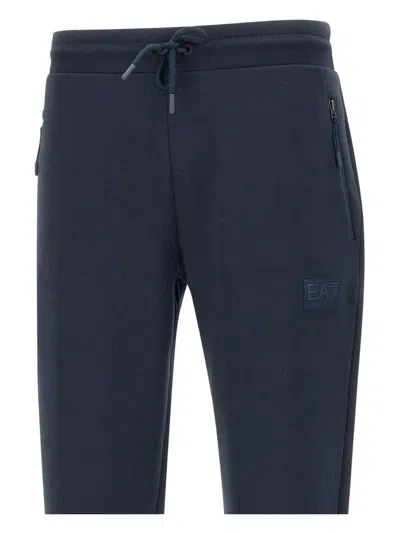 Ea7 Logo-patch Track Pants In Blue