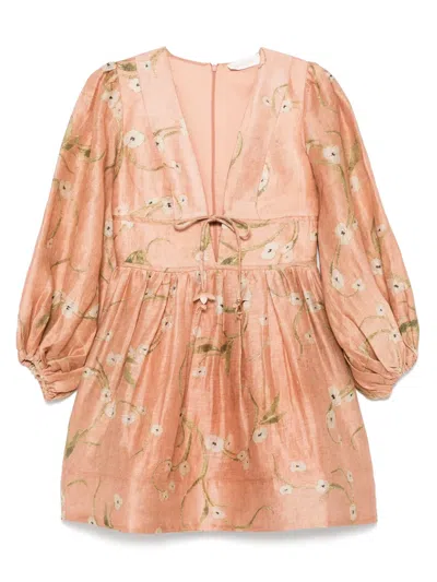 Zimmermann Drawn Illuminate Mini Dress In Neutrals