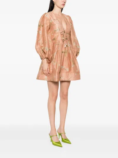 Zimmermann Drawn Illuminate Mini Dress In Neutrals