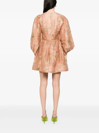 Zimmermann Drawn Illuminate Mini Dress In Neutrals