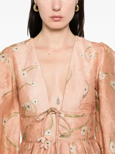 Zimmermann Drawn Illuminate Mini Dress In Neutrals
