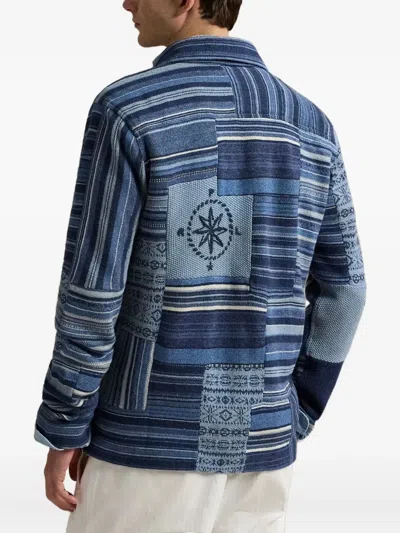 Polo Ralph Lauren Cotton-linen Patchwork Cardigan In Blue