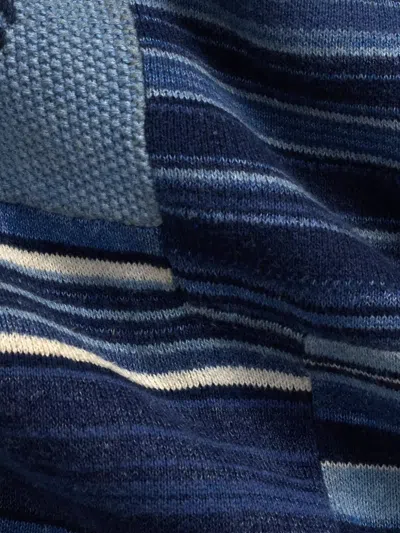 Polo Ralph Lauren Cotton-linen Patchwork Cardigan In Blue