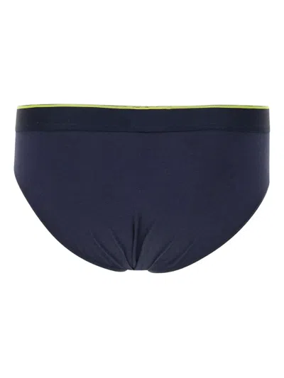 Emporio Armani Printed Briefs (pack Of Two) In Blue