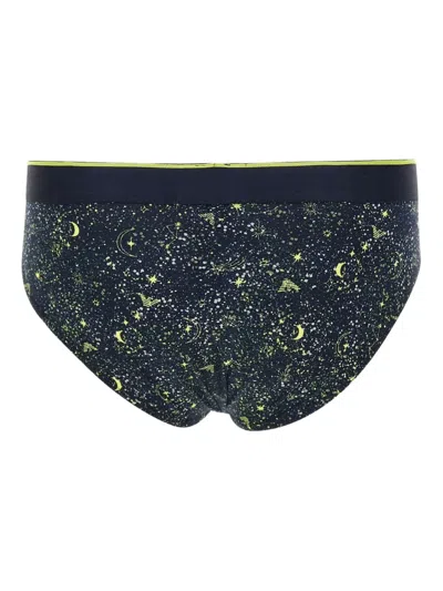 Emporio Armani Printed Briefs (pack Of Two) In Blue