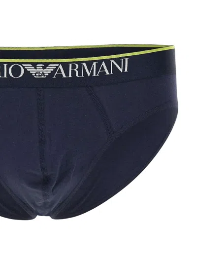 Emporio Armani Printed Briefs (pack Of Two) In Blue