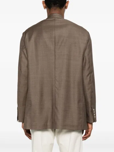 Emporio Armani Check-pattern Blazer In Brown