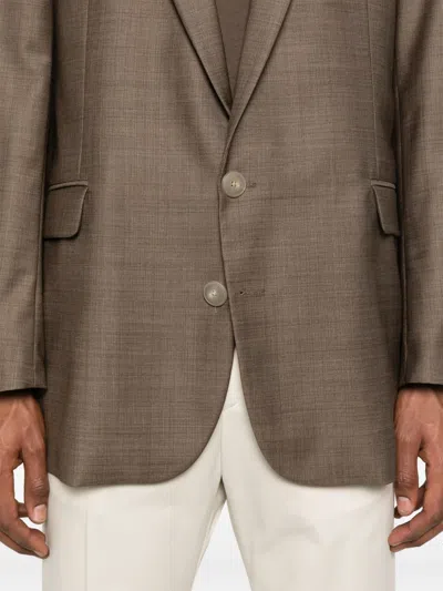 Emporio Armani Check-pattern Blazer In Brown
