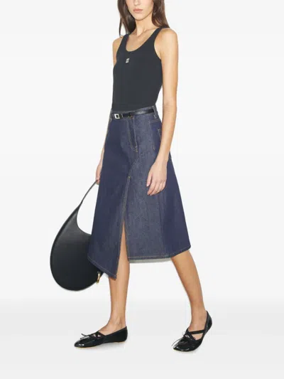 Tory Burch Asymmetric Denim Skirt In Blue