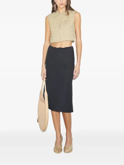 Tory Burch Asymmetrical Midi Skirt In Black