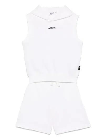 Aspesi Logo-print Shorts Set In White