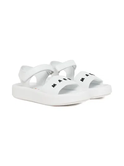 Marni Sandali In Pelle Con Suola Chunky In White