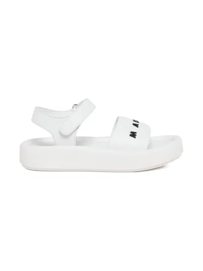 Marni Sandali In Pelle Con Suola Chunky In White