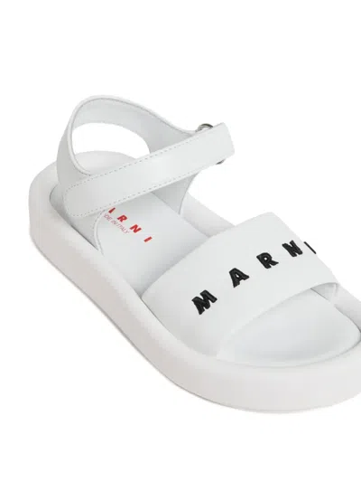 Marni Sandali In Pelle Con Suola Chunky In White