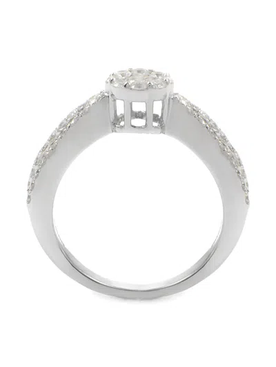 Pre-owned Lb Exclusive 14k White Gold Diamond Ring In Silver