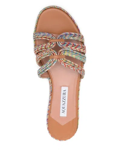 Aquazzura Multicolor Playita Slides In Neutrals
