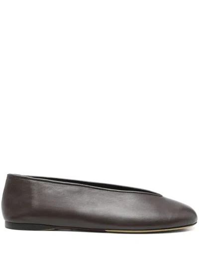 Moschino Duck" Dancer Leather Flats In Brown
